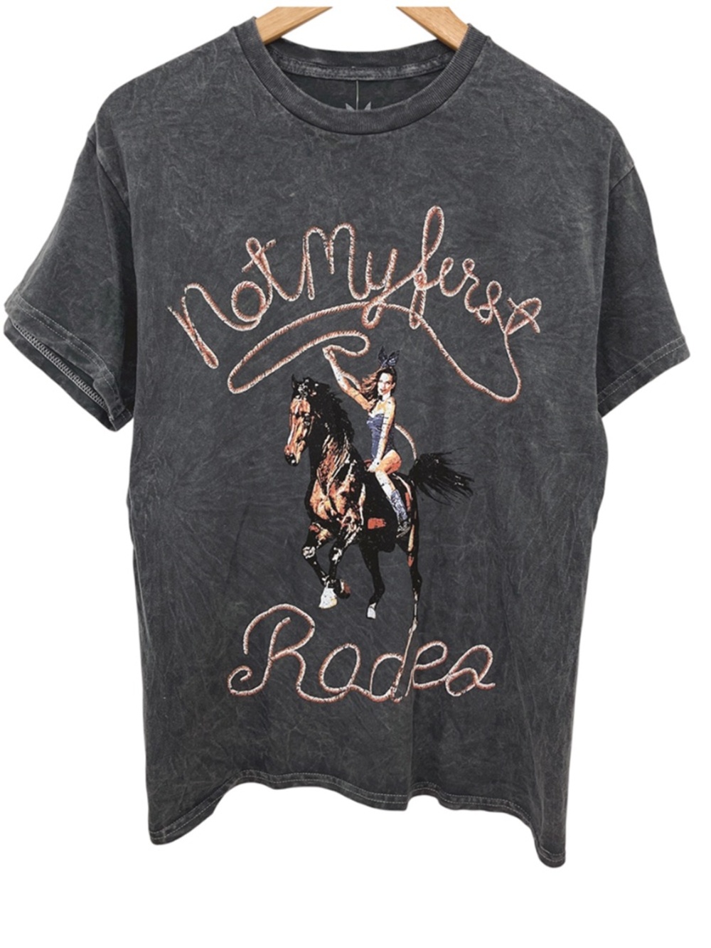 Playboy Not My First Rodeo T-Shirt Women’s Medium Cowgirl Bunny on Horse Graphic